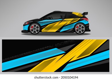 Wrap car vector design decal. Graphic abstract line racing background design for vehicle, race car, rally, adventure livery camouflage.