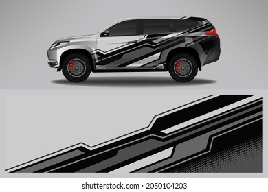 Wrap car vector design decal. Graphic abstract line racing background design for vehicle, race car, rally, adventure livery camouflage.
