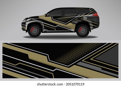 Wrap car vector design decal. Graphic abstract line racing background design for vehicle, race car, rally, adventure livery camouflage.
