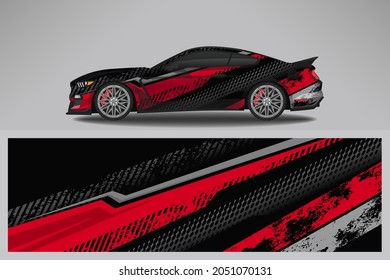 Wrap car vector design decal. Graphic abstract line racing background design for vehicle, race car, rally, adventure livery camouflage.