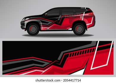 Wrap car vector design decal. Graphic abstract line racing background design for vehicle, race car, rally, adventure livery camouflage.