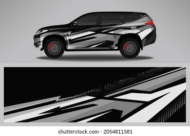 Wrap car vector design decal. Graphic abstract line racing background design for vehicle, race car, rally, adventure livery camouflage.