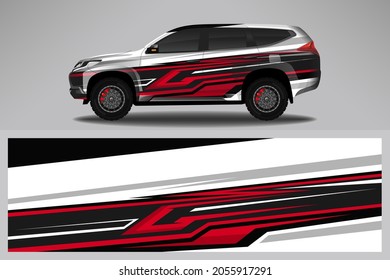 Wrap car vector design decal. Graphic abstract line racing background design for vehicle, race car, rally, adventure livery camouflage.