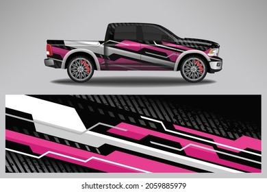 Wrap car vector design decal. Graphic abstract line racing background design for vehicle, race car, rally, adventure livery camouflage.