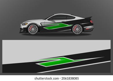 Wrap car vector design decal. Graphic abstract line racing background design for vehicle, race car, rally, adventure livery camouflage.
