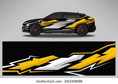 Wrap Car Vector Design Decal. Graphic Abstract Line Racing Background Design For Vehicle, Race Car, Rally, Adventure Livery Camouflage.