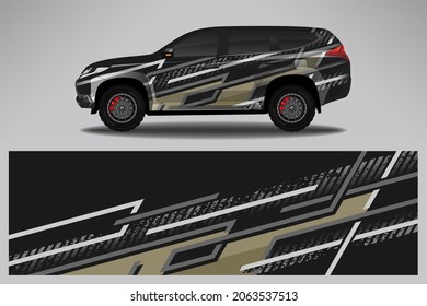 Wrap car vector design . Graphic abstract line racing background design for vehicle, race car, rally, adventure livery camouflage.