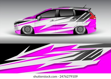 Diseño De Envoltura Para El Vector Del Coche. Bandas deportivas, pegatinas de coches. Pegatinas de carreras para afinar
