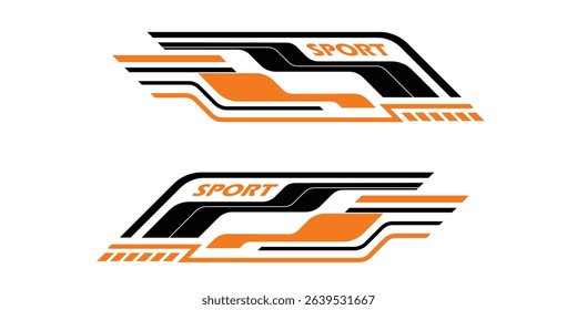 Wrap Design for Car Vector. Sport stripes, racing vehicle stickers. Racing stickers for tuning