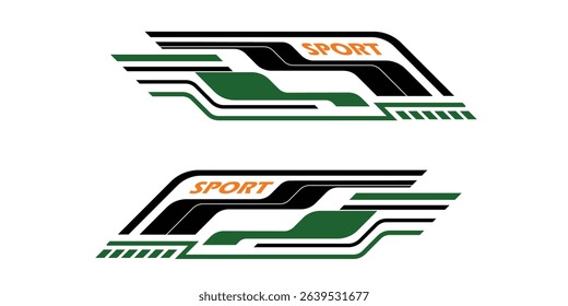 Wrap Design for Car Vector. Sport stripes, racing vehicle stickers. Racing stickers for tuning