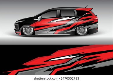 Wrap Design für Auto-Vektorgrafik. Sport-Streifen, Auto-Aufkleber Racing-Aufkleber für Tuning