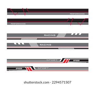 Wrap Design For Car vectors. Sports stripes, car stickers black color. Racing decals for tuning