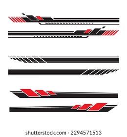 Wrap Design For Car vectors. Sports stripes, car stickers black color. Racing decals for tuning