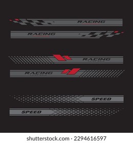 Wrap Design For Car vectors. Sports stripes, car stickers black color. Racing decals for tuning