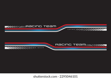 Diseño de ajuste para vectores de coches. Bandas deportivas, pegatinas de auto color negro. Decretos de carreras para afinamiento