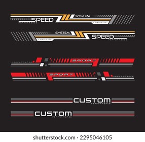 Wrap Design For Car vectors. Sports stripes, car stickers black color. Racing decals for tuning