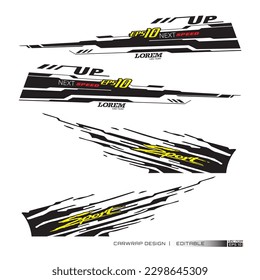 Wrap Design For Car vectors. Sports stripes, car stickers black color. Racing decals for tuning