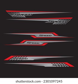 Wrap Design For Car vectors. Sports stripes, car stickers black color. Racing decals for tuning