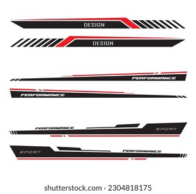 Wrap Design For Car vectors. Sports stripes, car stickers black color. Racing decals for tuning.