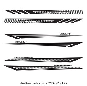 Wrap Design For Car vectors. Sports stripes, car stickers black color. Racing decals for tuning.