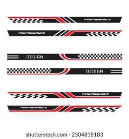 Wrap Design For Car vectors. Sports stripes, car stickers black color. Racing decals for tuning.