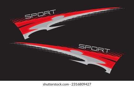 Wrap Design For Car vectors. Sports stripes, car stickers black color. Racing decals for tuning.