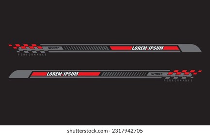 Wrap Design For Car vectors. Sports stripes, car stickers black color. Racing decals for tuning.