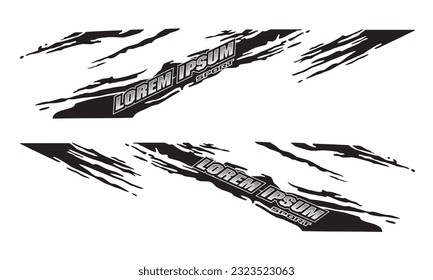 Wrap Design For Car vectors. Sports stripes, car stickers black color. Racing decals for tuning.