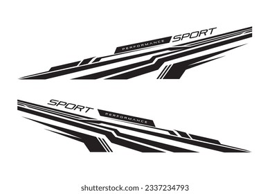 Wrap Design For Car vectors. Sports stripes, car stickers black color. Racing decals for tuning.