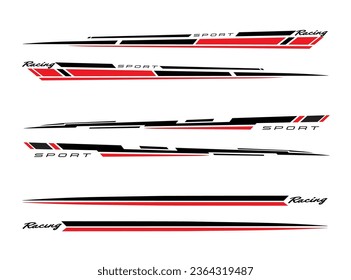 Wrap Design For Car vectors. Sports stripes, car stickers black color. Racing decals for tuning.