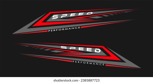 wrap design for car vectors. sports stripes, car stickers red color. racing decals for tuning