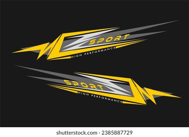 wrap design for car vectors. sports stripes, car stickers yellow color. racing decals for tuning