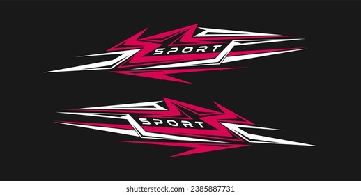 wrap design for car vectors. sports stripes, car stickers pink color. racing decals for tuning