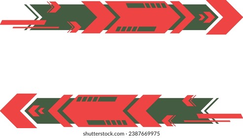 Wrap Design For Car vectors. Sports stripes, car stickers red and Mossy green color. Racing decals for tuning