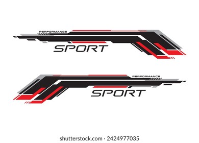 Wrap Design For Car vectors. Sports stripes, car stickers black color. Racing decals for tuning.