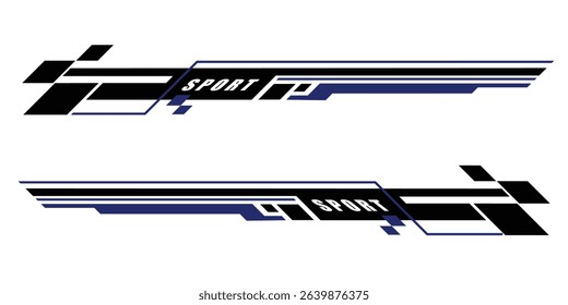 Wrap Design For Car vectors. Sports stripes, car stickers black color. Racing decals for tuning.