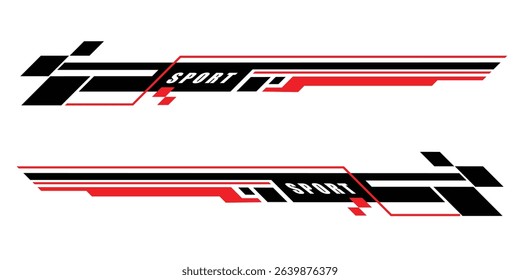 Wrap Design For Car vectors. Sports stripes, car stickers black color. Racing decals for tuning.