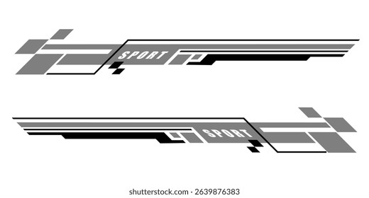 Wrap Design For Car vectors. Sports stripes, car stickers black color. Racing decals for tuning.