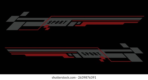 Wrap Design For Car vectors. Sports stripes, car stickers black color. Racing decals for tuning.