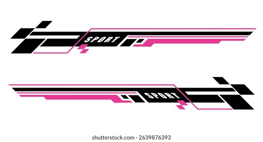 Wrap Design For Car vectors. Sports stripes, car stickers black color. Racing decals for tuning.