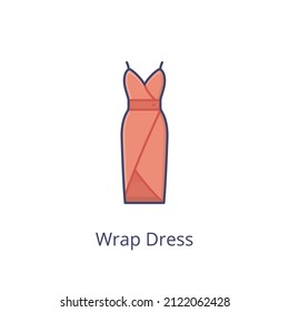 wrap dress icon in vector. logotype