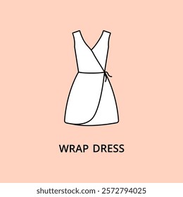 Wrap dress vector icon editable stroke