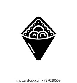 wrap - fast food - doner kebab - toast  icon, vector illustration, black sign on isolated background