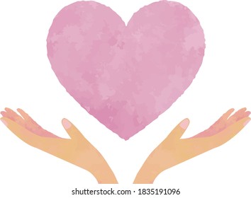 Wrap, float, support, catch, and lift the pink heart with both hands