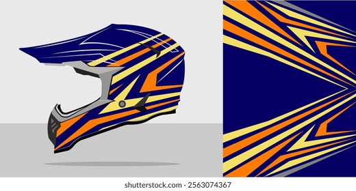 Wrap helmet cross with blue and orange color