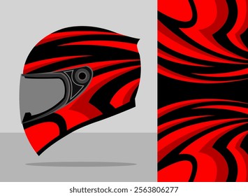 Wrap helmet design decal with black and red color