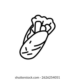 Wrap Icon - Burrito Icon - hand drawn doodle style