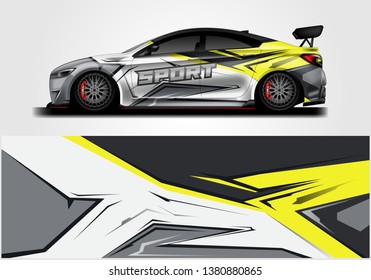 Wrap livery decal car vector , supercar, rally, drift . Graphic abstract stripe racing background . Eps 10