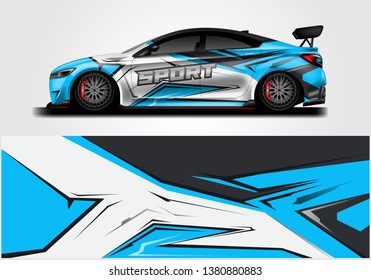 Wrap livery decal Auto Vektorillustration , Supercar, Rally, Drift. Grafischer abstrakter Streifen-Rennhintergrund . EPS10
