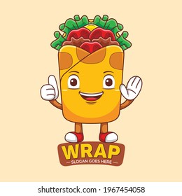Wrap Mascot Logo Vector in Flat Design Style.